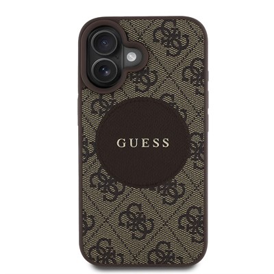 Apple iPhone 16 Kılıf Guess Orjinal Lisanslı Magsafe Şarj Özellikli Yazı Logolu Circle Classic Kapak