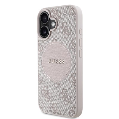 Apple iPhone 16 Kılıf Guess Orjinal Lisanslı Magsafe Şarj Özellikli Yazı Logolu Circle Classic Kapak