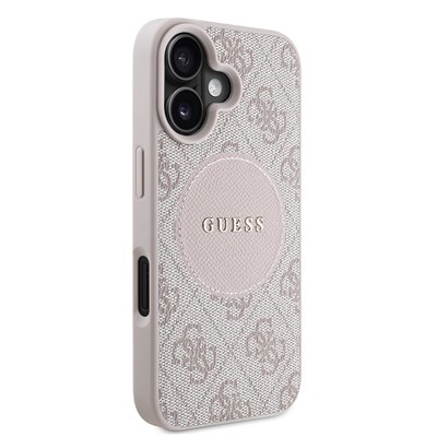 Apple iPhone 16 Kılıf Guess Orjinal Lisanslı Magsafe Şarj Özellikli Yazı Logolu Circle Classic Kapak