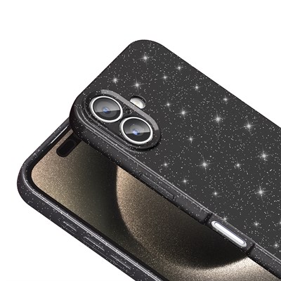 Apple iPhone 16 Kılıf Kamera Korumalı Simli Lüks Zore Koton Kapak