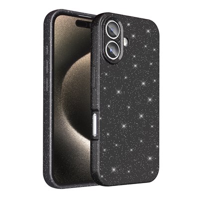 Apple iPhone 16 Kılıf Kamera Korumalı Simli Lüks Zore Koton Kapak