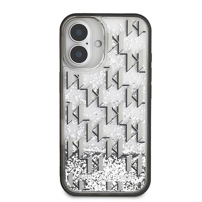 Apple iPhone 16 Kılıf Karl Lagerfeld Orjinal Lisanslı Simli KL Yazılı Monogram Gradient Kapak