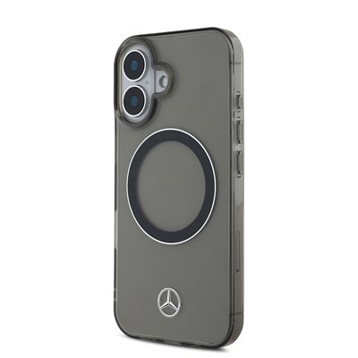 Apple iPhone 16 Kılıf Mercedes Benz Orjinal Lisanslı Magsafe Şarj Özellikli Saydam Yüzey Silver Ring Kapak