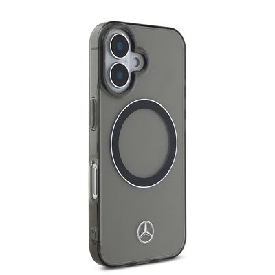 Apple iPhone 16 Kılıf Mercedes Benz Orjinal Lisanslı Magsafe Şarj Özellikli Saydam Yüzey Silver Ring Kapak