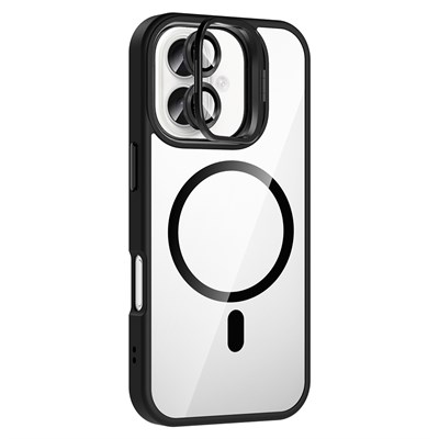 Apple iPhone 16 Kılıf Standlı ve Kamera Lens Hediyeli M-Safe Şarj Özellikli Zore Etro Kapak