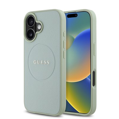 Apple iPhone 16 Plus Kılıf Guess Orjinal Lisanslı Magsafe Şarj Özellikli Yazı Logolu Grained Kapak
