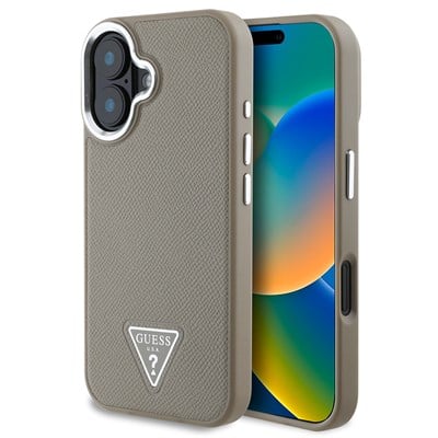 Apple iPhone 16 Plus Kılıf Guess Orjinal Lisanslı Magsafe Şarj Özellikli Grained Triangle Kapak