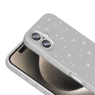 Apple iPhone 16 Plus Kılıf Kamera Korumalı Simli Lüks Zore Koton Kapak