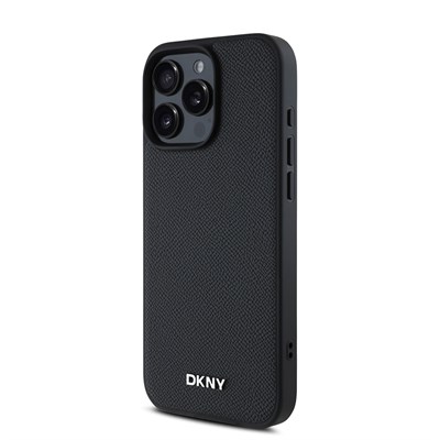 Apple iPhone 16 Pro Kılıf DKNY Orjinal Lisanslı Magsafe Şarj Özellikli Metal Logolu PU Deri Grained Kapak
