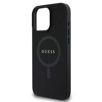 Apple iPhone 16 Pro Kılıf Guess Orjinal Lisanslı Magsafe Şarj Özellikli Taneli Çiçek Tasarımlı Metal Yazı Logolu Kapak