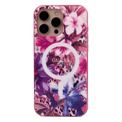Apple iPhone 16 Pro Kılıf Guess Orjinal Lisanslı Magsafe Şarj Özellikli IML Baskılı Jungle Ring Kapak
