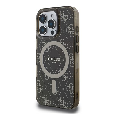 Apple iPhone 16 Pro Kılıf Guess Orjinal Lisanslı Magsafe Şarj Özellikli IML Baskılı Klasik Logolu 4G Desenli Kapak