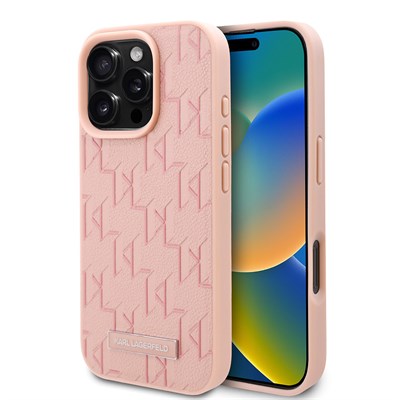 Apple iPhone 16 Pro Kılıf Karl Lagerfeld Orjinal Lisanslı Magsafe Şarj Özellikli KL Yazılı Hot Stamp Kapak