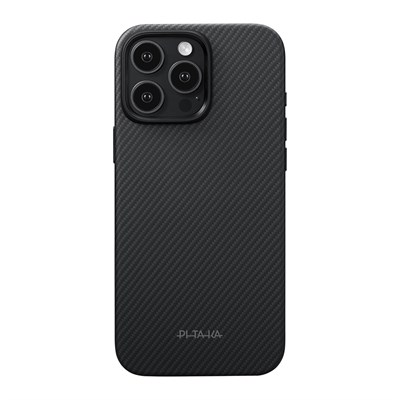Apple iPhone 16 Pro Kılıf M-safe Şarj Özellikli Aramid Fiber Pitaka Military-Grade Classic Serisi New Logo Black-Grey Twill Kapak