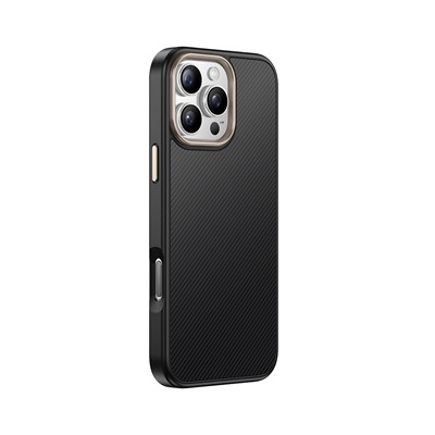 Apple iPhone 16 Pro Kılıf M-safe Şarj Özellikli Karbon Fiber Görünümlü Zore Antina Kapak