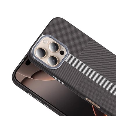Apple iPhone 16 Pro Kılıf Magsafe Şarj Özellikli Karbon Fiber Görünümlü Zore Gros Kapak