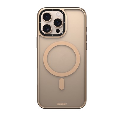 Apple iPhone 16 Pro Kılıf Magsafe Şarj Özellikli Cam Arka Yüzey TPU Youngkit Gemstone Serisi Kapak