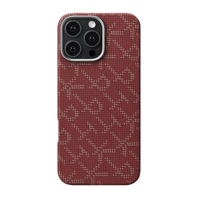 Apple iPhone 16 Pro Kılıf MagSafe Şarj Özellikli Aramid Fiber Pitaka Tactile Woven Monogram Serisi Kapak
