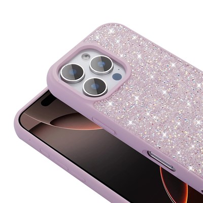 Apple iPhone 16 Pro Kılıf Parlak Taşlı Tasarım Zore Pırlanta Kapak