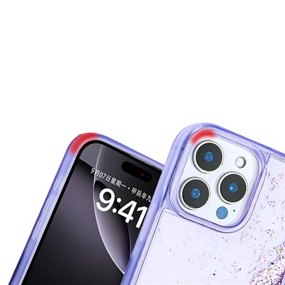 Apple iPhone 16 Pro Kılıf Sıvılı Simli Şeffaf Arka Yüzey Zore Keto Silikon Kapak