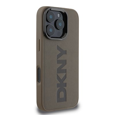 Apple iPhone 16 Pro Max Kılıf DKNY Orjinal Lisanslı Magsafe Şarj Özellikli PU Deri Plain Kapak