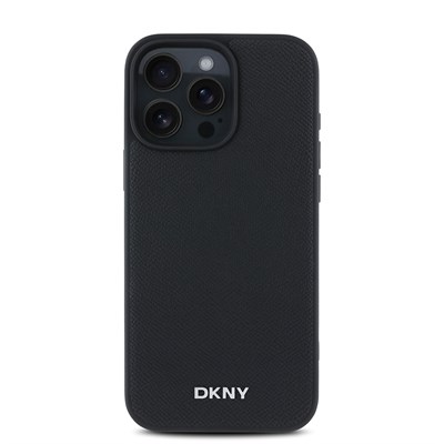 Apple iPhone 16 Pro Max Kılıf DKNY Orjinal Lisanslı Magsafe Şarj Özellikli Metal Logolu PU Deri Grained Kapak