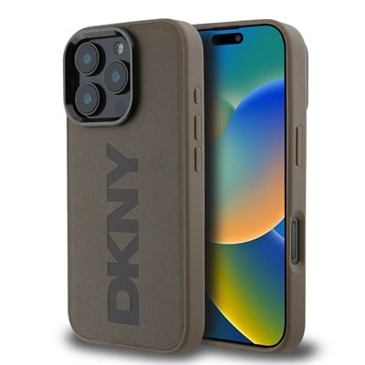 Apple iPhone 16 Pro Max Kılıf DKNY Orjinal Lisanslı Magsafe Şarj Özellikli PU Deri Plain Kapak
