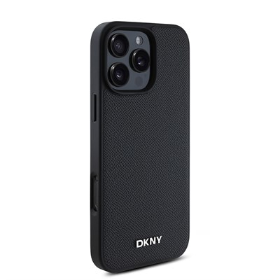 Apple iPhone 16 Pro Max Kılıf DKNY Orjinal Lisanslı Magsafe Şarj Özellikli Metal Logolu PU Deri Grained Kapak