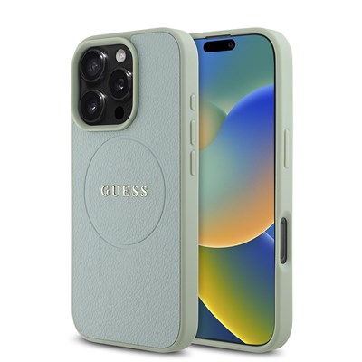 Apple iPhone 16 Pro Max Kılıf Guess Orjinal Lisanslı Magsafe Şarj Özellikli Yazı Logolu Grained Kapak