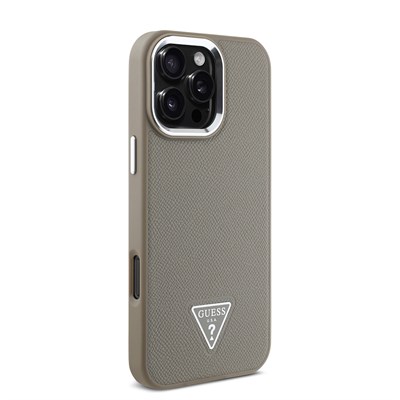 Apple iPhone 16 Pro Max Kılıf Guess Orjinal Lisanslı Magsafe Şarj Özellikli Grained Triangle Kapak
