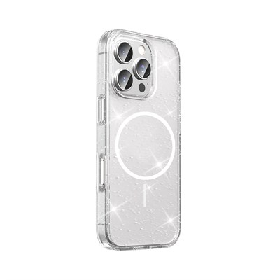 ​Apple iPhone 16 Pro Max Kılıf M-safe Şarj Özellikli Parlayan Simli Saydam Renkli Zore Maris Kapak