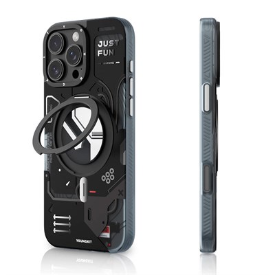 Apple iPhone 16 Pro Max Kılıf Magsafe Şarj Özellikli YoungKit 360° Standlı Starship Serisi Kapak