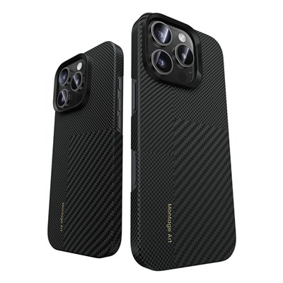 Apple iPhone 16 Pro Max Kılıf Magsafe Şarj Özellikli Karbon Fiber Benks Yeni Seri Montage ArmorAir Kevlar Kapak