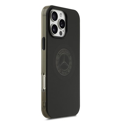 Apple iPhone 16 Pro Max Kılıf Mercedes Benz Orjinal Lisanslı M-safe Şarj Özellikli Buzlu PC Nostaljik Yıldız Dizayn Kapak
