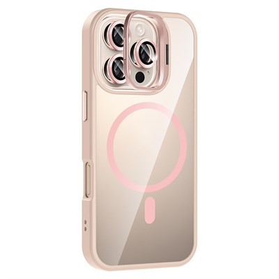 Apple iPhone 16 Pro Max Kılıf Standlı ve Kamera Lens Hediyeli M-Safe Şarj Özellikli Zore Etro Kapak