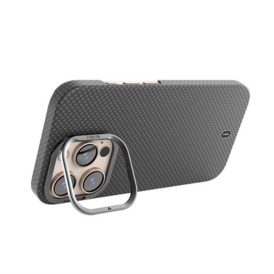 Apple iPhone 16 Pro Max Kılıf Wiwu DCC-208 Magsafe Şarj Özellikli Kamera Standlı Aramid Fiber Tasarım Kevlar Kapak