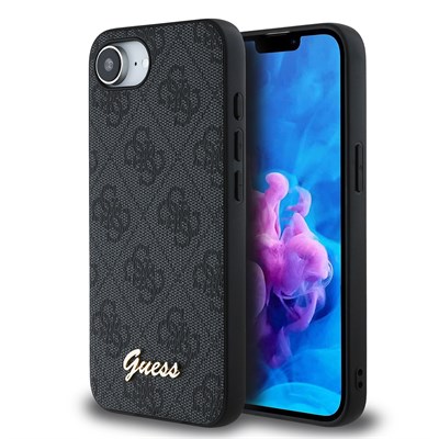Apple iPhone 16E Kılıf Guess Orjinal Lisanslı 4G Desenli Script Metal Logolu Kapak