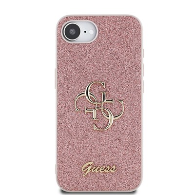 Apple iPhone 16E Kılıf Guess Orjinal Lisanslı 4G Büyük Metal Logolu Glitter Kapak