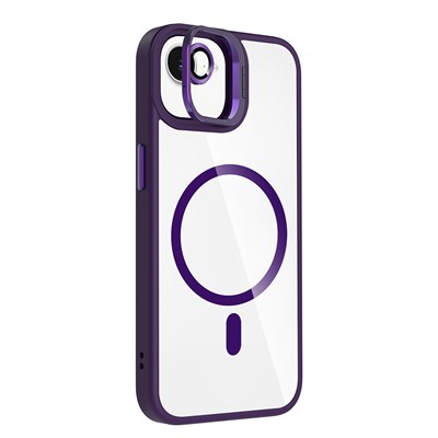 Apple iPhone 16E Kılıf Standlı ve Kamera Lens Hediyeli M-Safe Şarj Özellikli Zore Etro Kapak