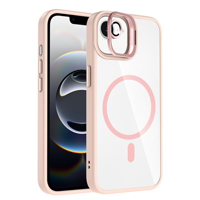 Apple iPhone 16E Kılıf Standlı ve Kamera Lens Hediyeli M-Safe Şarj Özellikli Zore Etro Kapak