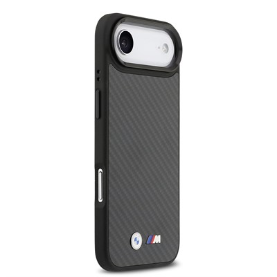 Apple iPhone 17 Air Kılıf BMW Orjinal Lisanslı M-safe Şarj Özellikli Karbon Fiber Metal Logolu Kevlar Kapak