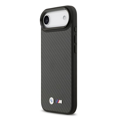 Apple iPhone 17 Air Kılıf BMW Orjinal Lisanslı M-safe Şarj Özellikli Karbon Fiber Metal Logolu Kevlar Kapak