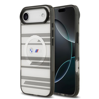Apple iPhone 17 Air Kılıf BMW Orjinal Lisanslı M-safe Şarj Özellikli Metal Kamera Butonlu Yatay Şeritli M Dizayn Kapak