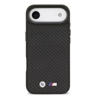 Apple iPhone 17 Air Kılıf BMW Orjinal Lisanslı M-safe Şarj Özellikli Karbon Fiber Metal Logolu Kevlar Kapak