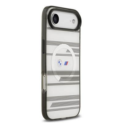Apple iPhone 17 Air Kılıf BMW Orjinal Lisanslı M-safe Şarj Özellikli Metal Kamera Butonlu Yatay Şeritli M Dizayn Kapak