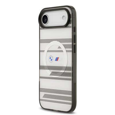 Apple iPhone 17 Air Kılıf BMW Orjinal Lisanslı M-safe Şarj Özellikli Metal Kamera Butonlu Yatay Şeritli M Dizayn Kapak