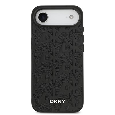 Apple iPhone 17 Air Kılıf DKNY Orjinal Lisanslı M-safe Şarj Özellikli 3D Yazılı Grid Pattern Kapak