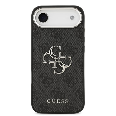 Apple iPhone 17 Air Kılıf Guess Orjinal Lisanslı Gümüş Metal Kamera Çerçeveli 4G Desenli Metal Büyük 4G ve Yazı Logolu Kapak