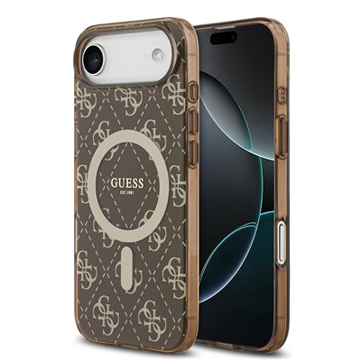 Apple iPhone 17 Air Kılıf Guess Orjinal Lisanslı M-safe Şarj Özellikli IML Baskılı Klasik Logolu 4G Desenli Kapak