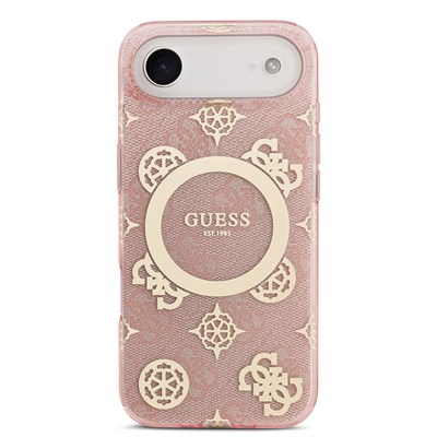 Apple iPhone 17 Air Kılıf Guess Orjinal Lisanslı M-safe Şarj Özellikli IML Peony ve 4G Desenli Klasik Logolu Kapak